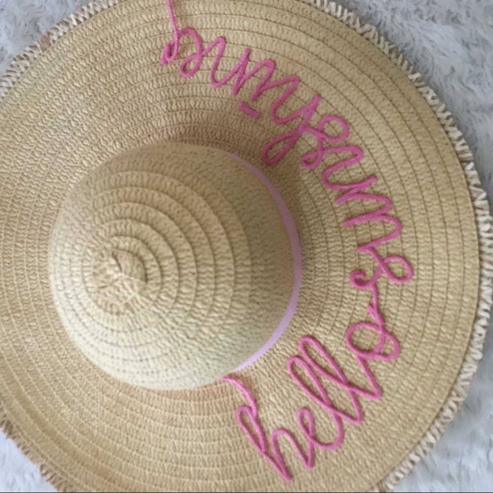 Hello Sunshine embellished straw beach hat…